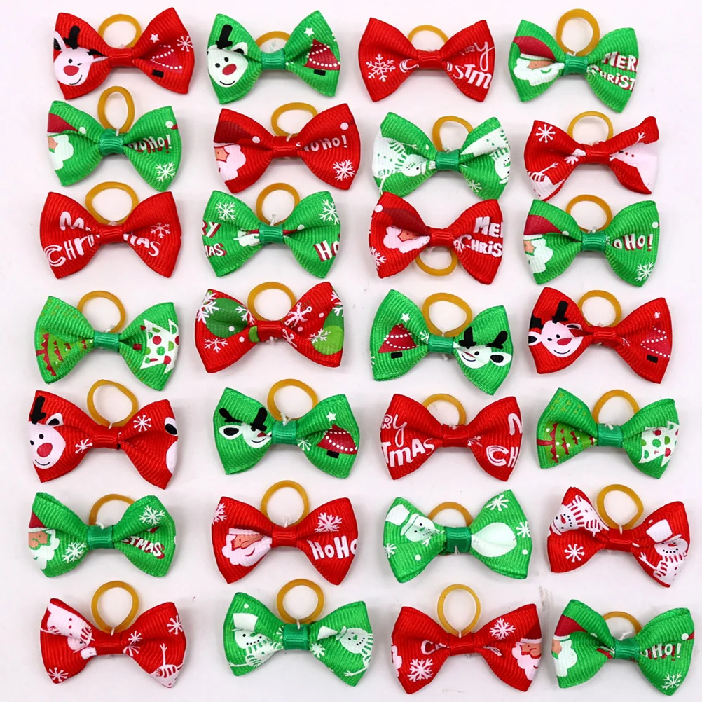 40 Stück Haustier-Haarband mit Schleife, bezauberndes Haarband, Weihnachts-Haargummi, Haar-Accessoire für Katzen und Hunde (gemischter Stil)