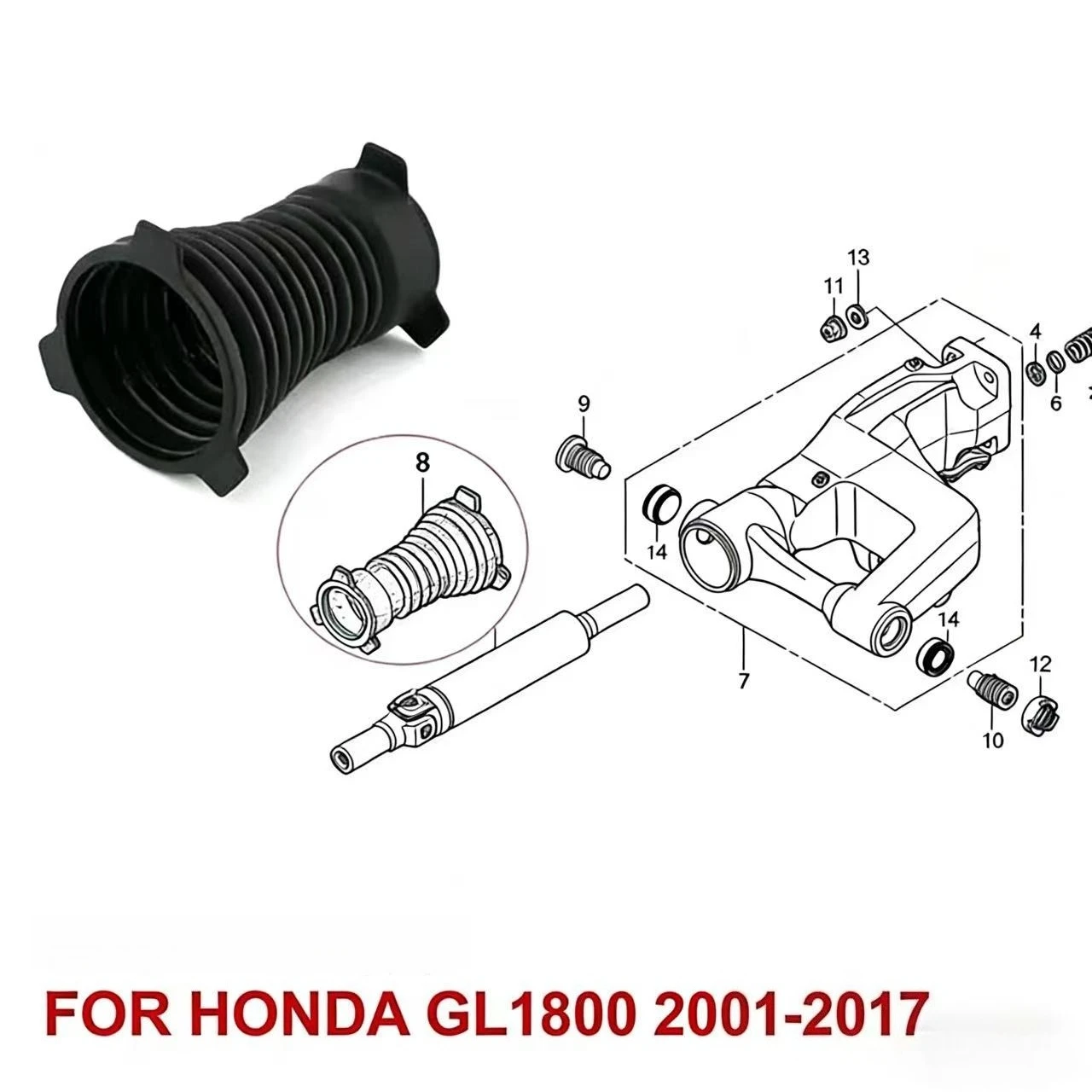 

For HONDA GL1800 2001-2017 Transmission Shaft Dust Cover For Drive Shaft Joint Sheath