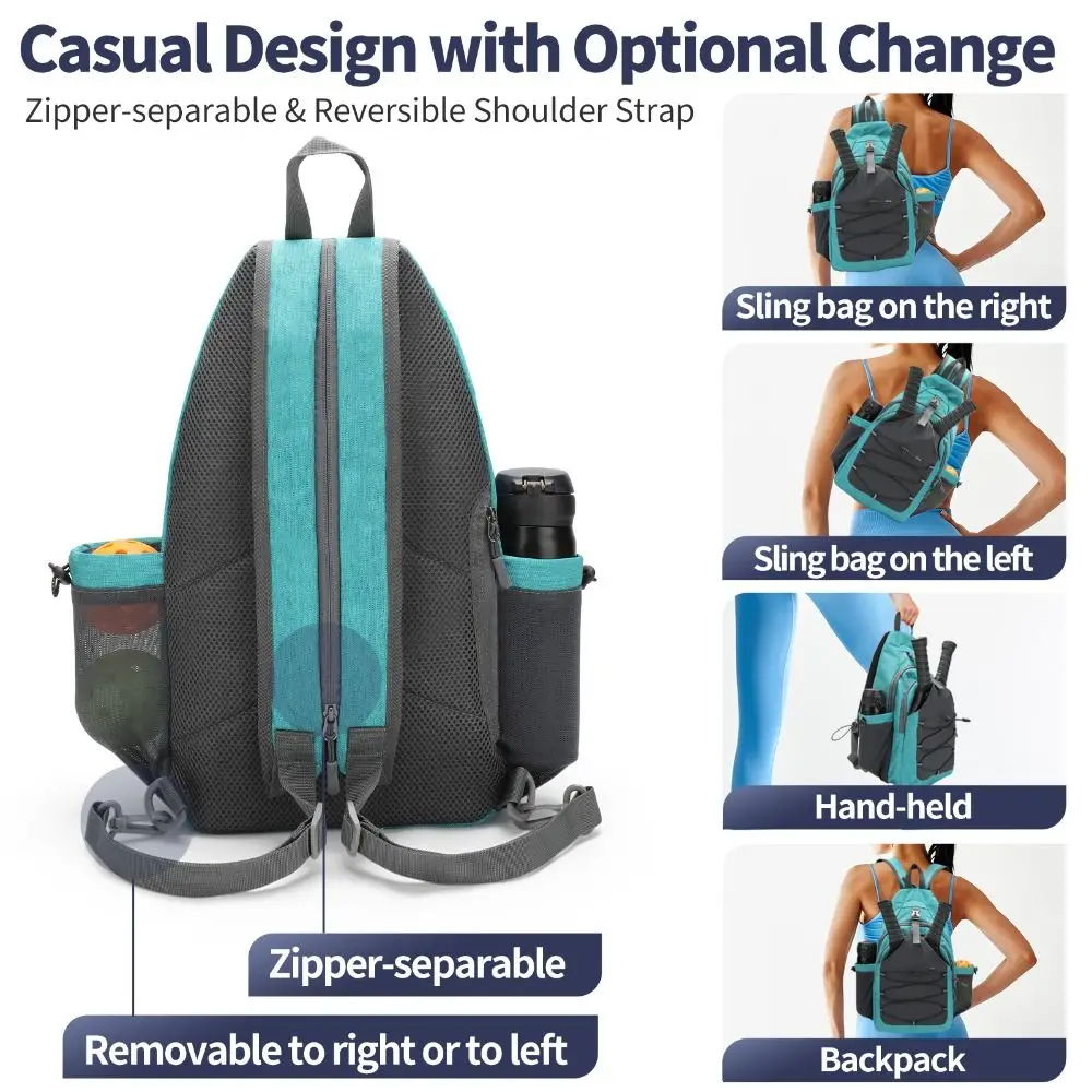Large Capacity Pickleball Rackets Backpack Holds 2 Rackets Adjustable Pickleball Paddle Bag with Hanging Hook Lightweight