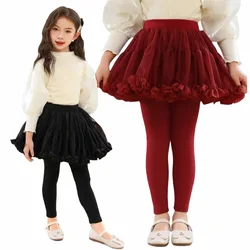 Spring Autumn Girl Legging Skirt Tutu Tulle Mesh Ball Gown Pants Layer Cake Skirts Kids Clothing Children Outfit Fashion Elegant