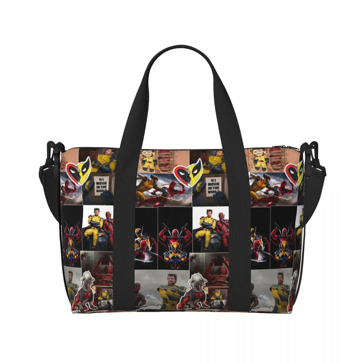 Sac fourre-tout personnalisé Deadpool et Wolverine pour femme, papier peint, grande capacité, sourire Wolverine, héros, salle de sport, plage, sacs