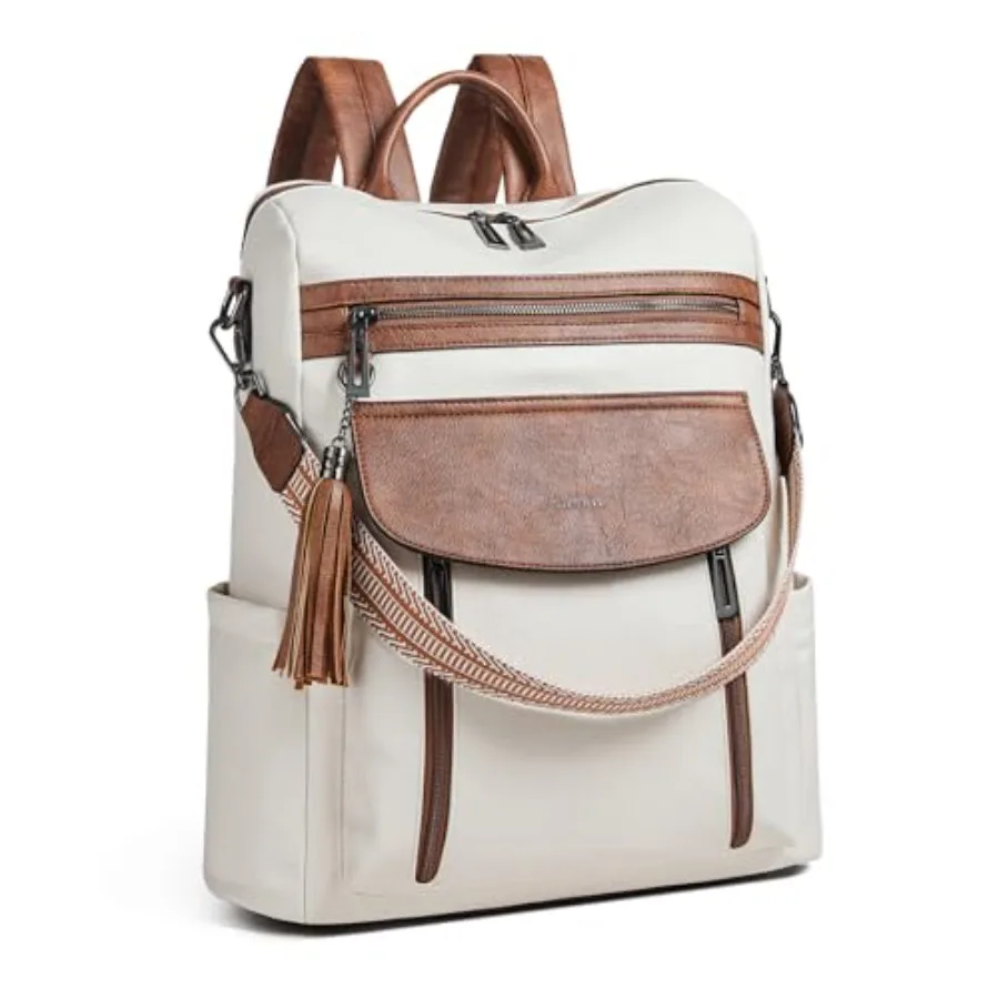 

Laptop Backpack for Women 15.6 inch Travel Leather Backpack Purse Nurse Teacher Carry on Backpack Computer Bag Professional Wat