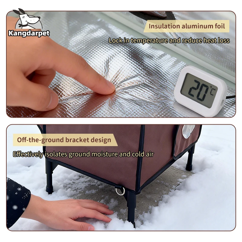 Wasserdichtes Katzenhaus für Draußen, Windbeständiges Warmes Faltbares Zelt, Verstärkte Isolierung mit Notausgang für Katzen – Detail 4