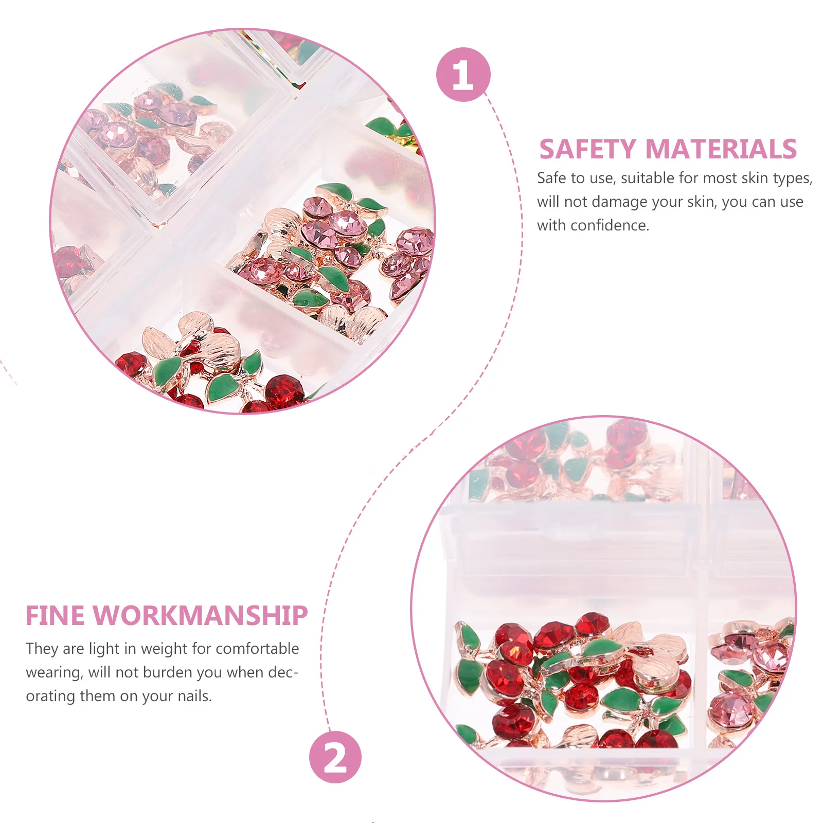 60 pezzi di ciondoli per unghie in ciliegio strass borchie cristalli decorazioni per nail art fai da te scrapbook accessori per custodie per telefoni