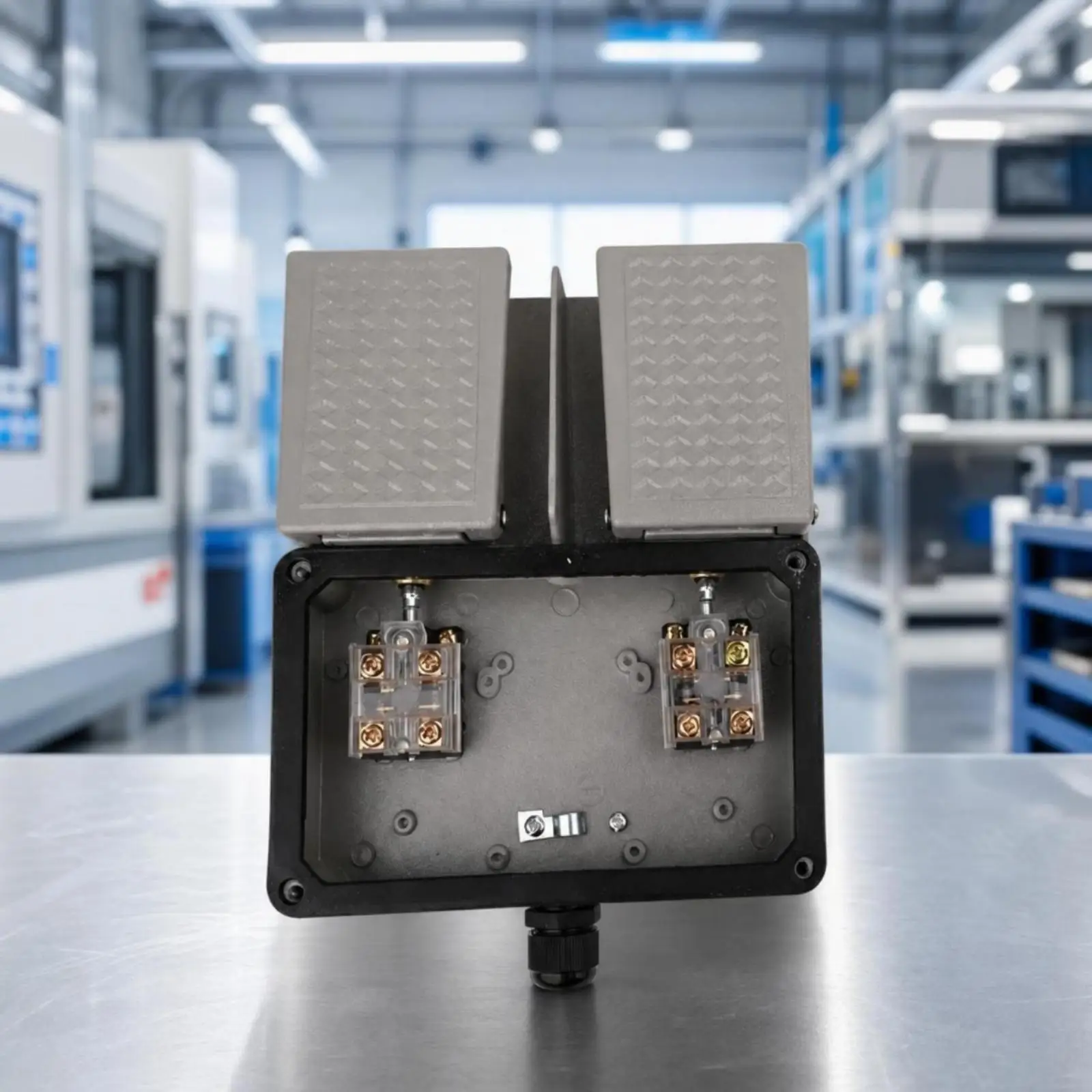Foot Operated Machine Control Switch YDT1-15 Two Pedal Cast Aluminum Anti Slip Surface for Electrical Circuits 1000000 Cycles