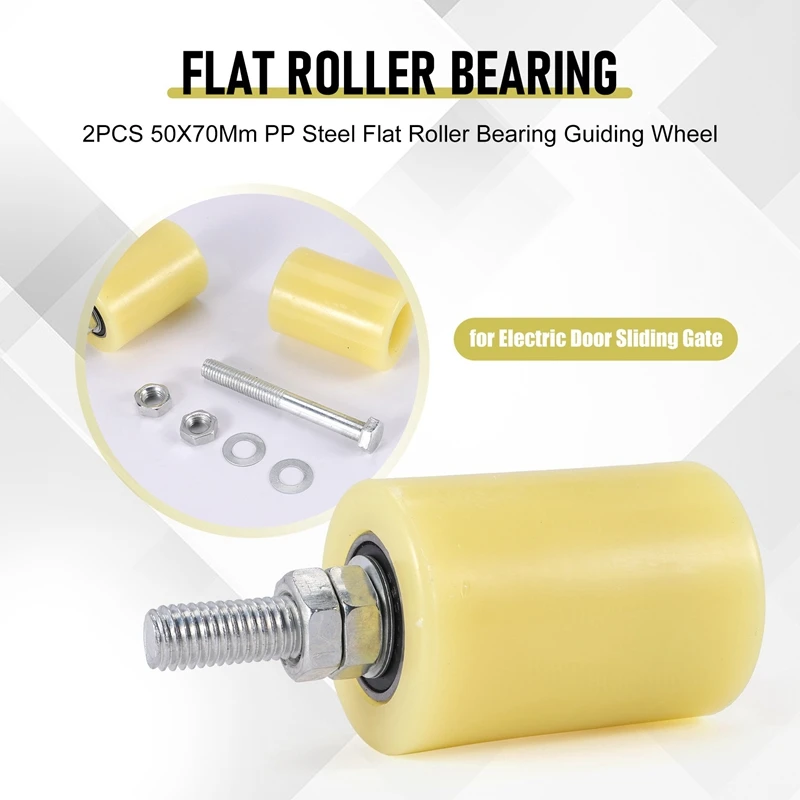 LICE-2PCS 50X70mm PP Aço Rolamento de Rolo Plano Roda Guia 6201 M12 Parafuso Para Porta Elétrica Porta Deslizante