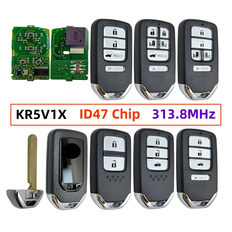 KR5V1X Proximity Smart Remote Entry Key 313.8MHz ID47 Chip For Honda Odyssey Fit Accord New Inspire Jazz XR-V Vezel Clarity CR-V