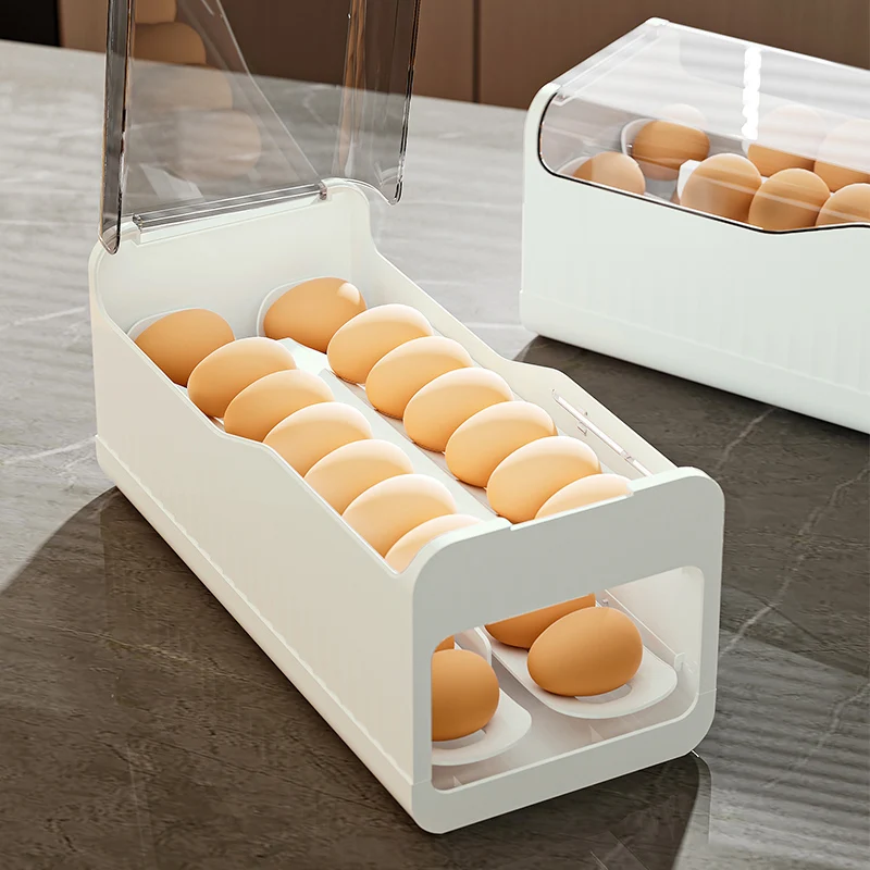 Egg Storage Box, Slide Style Egg Rack, Refrigerator Side Door Storage Rack, Kitchen Storage Box, Timer Preservation Box