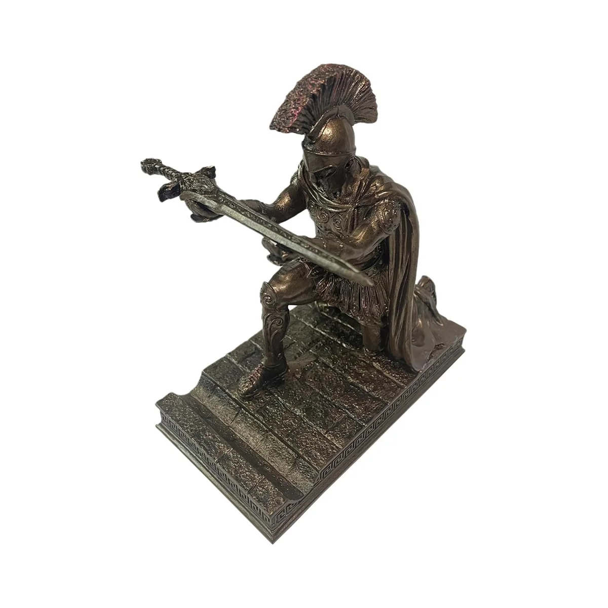 Knight Pen Holder with Helmet Statue Pen Holder Armor Roman Knight with Magnetic Pen Holder Phone Stand Bronze