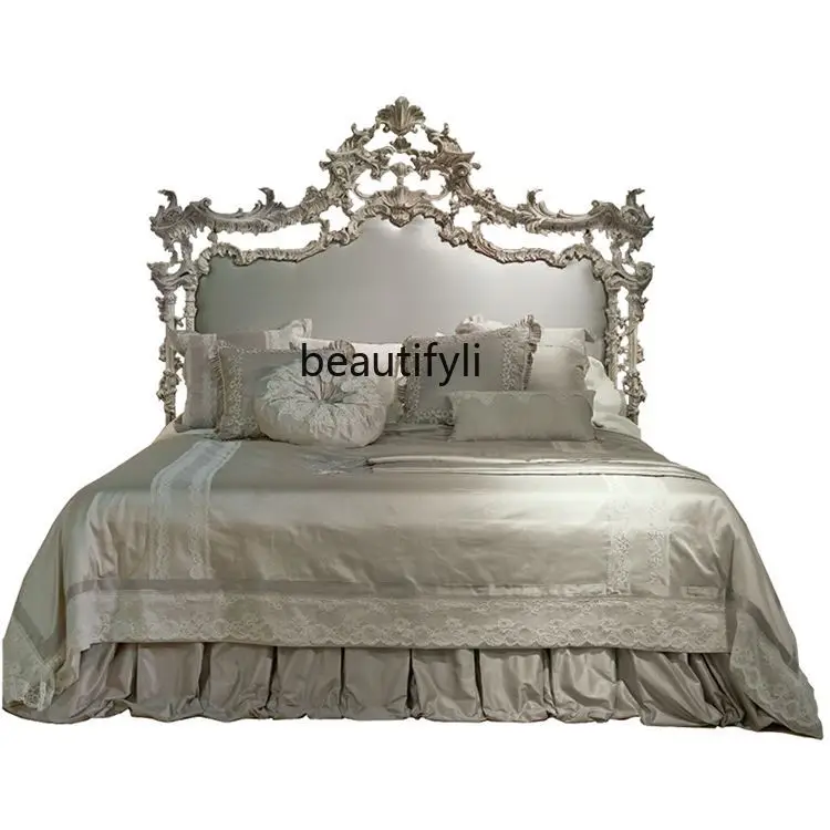 

High-End Custom European Bed Solid Wood 1.8M French Princess Bed New Classical Master Bedroom 2 M Light Luxury Bed