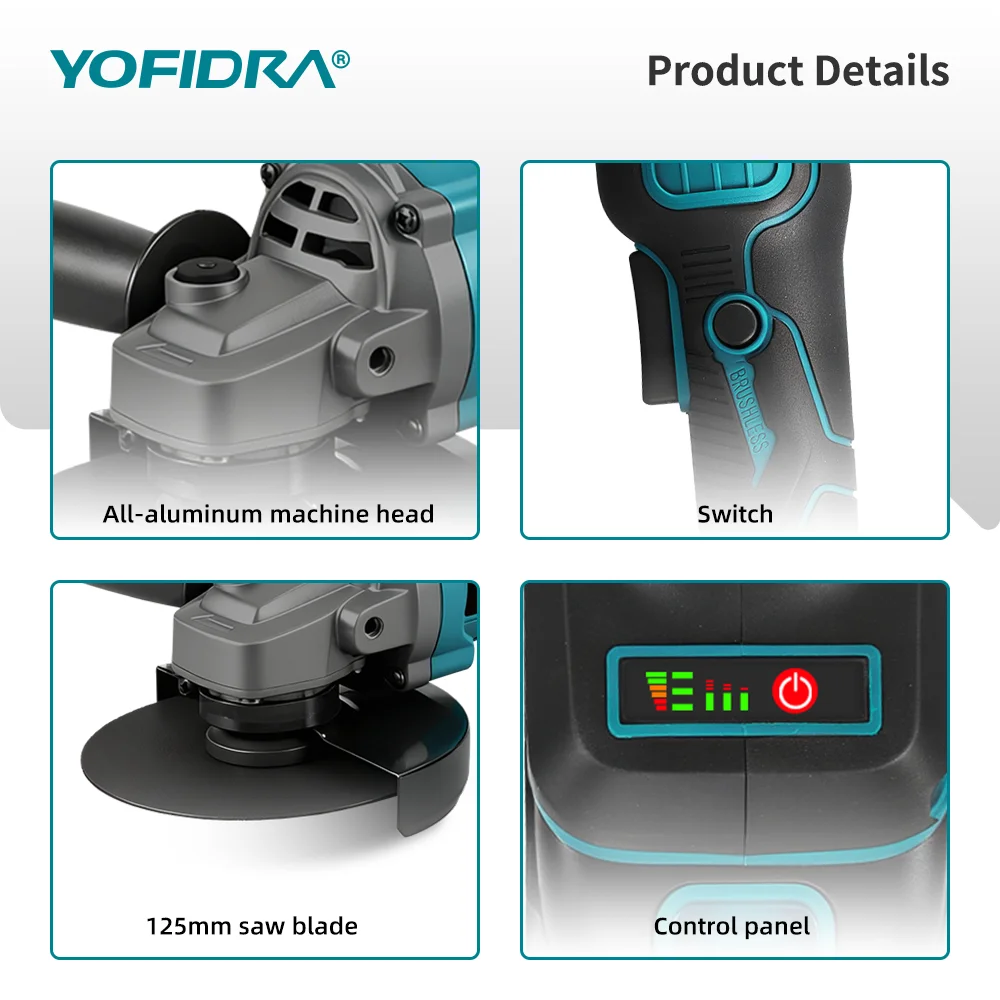 YOFIDRA 125mm 브러시리스 앵글 그라인더 3단 - Power Tools Pink 리뷰 및 가격