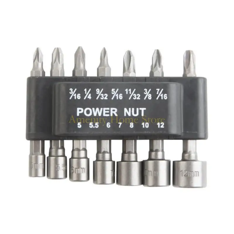 

F26C 7Pcs Hexagonal Nut Screwdriver Hexagonal Socket Bit For Power Drill Driver Adapter Socket Wrench Tool Repair Accessories
