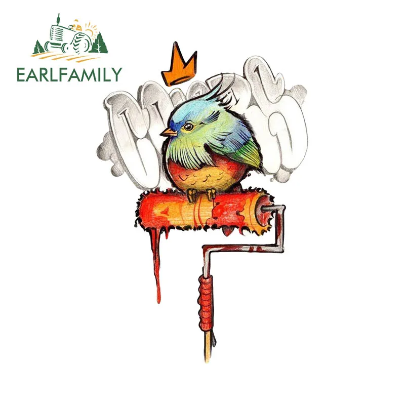 

EARLFAMILY 13cm × 8.5cm Creative Bird Car Stickers Edgy Cartoon Graffiti Design Decals Sunscreen Car Body Occlusion Scratch