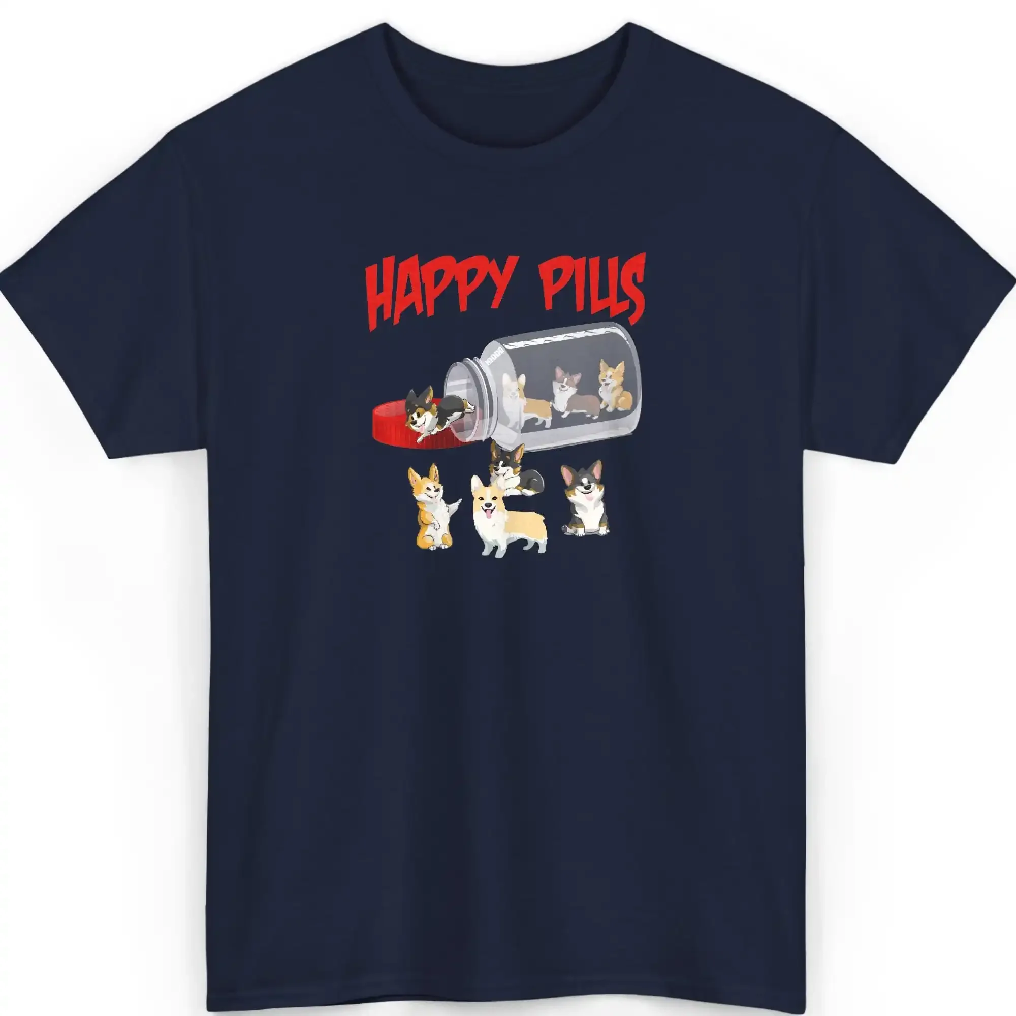 Happy Pills Corgi T Shirt Funny Dog Lover Cute Design Pet Owner EnthusiasT Adorable