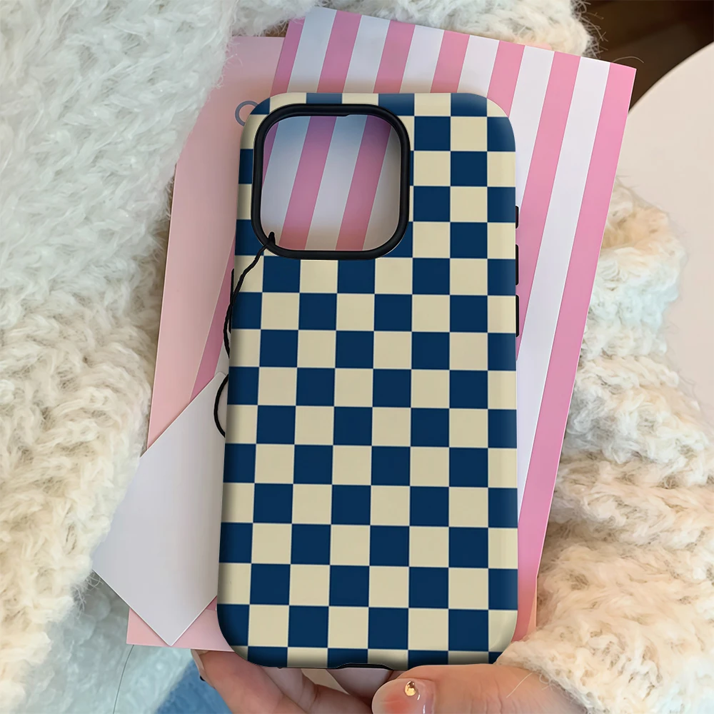 Роскошный чехол для телефона в шахматном порядке для iPhone 17, 16, 15, 14, 13, 12, 11 Pro Max Air Plus, роскошная двухслойная задняя крышка