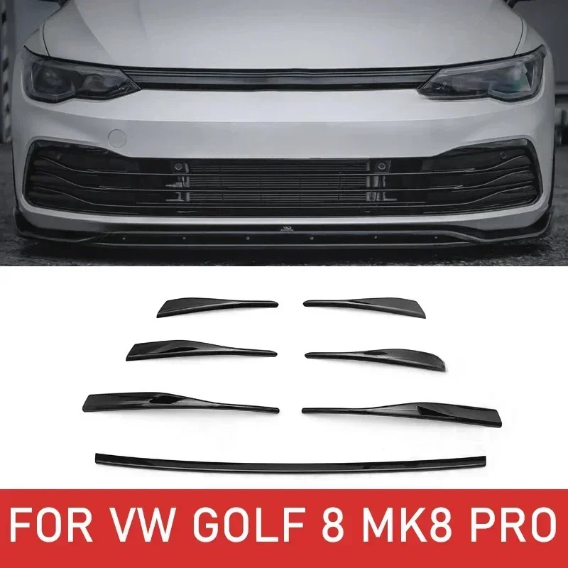 ABS Car Bumper Bar Front Grill Exhaust Decorative Strips Sticker Body Kits  For Volkswagen Golf 8 MK8 Pro 2021 2022 Accessories