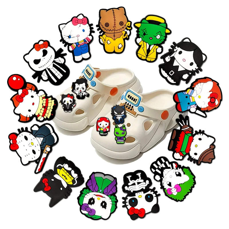 

MINISO Sanrio Hello Kitty Halloween Shoe Charms PVC DIY Shoe Decoration Croc Accessories Perfect Holiday Party Gift