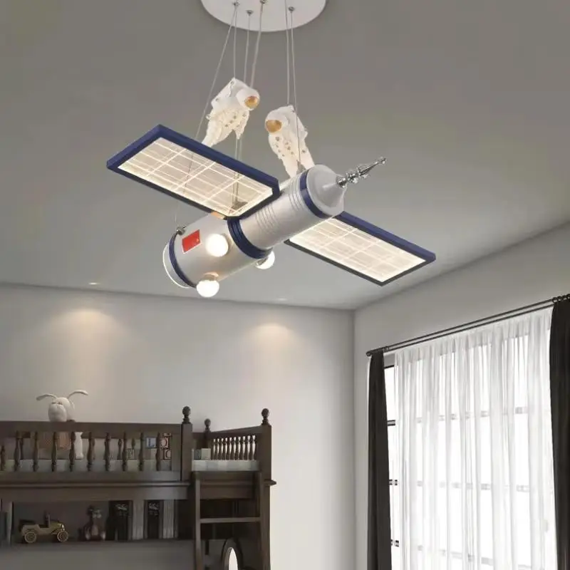Lamp Creative Station Model Children's Room Pendant Light Home Decoration Space Satellite Astronaut Pendant Light LED Bedroom