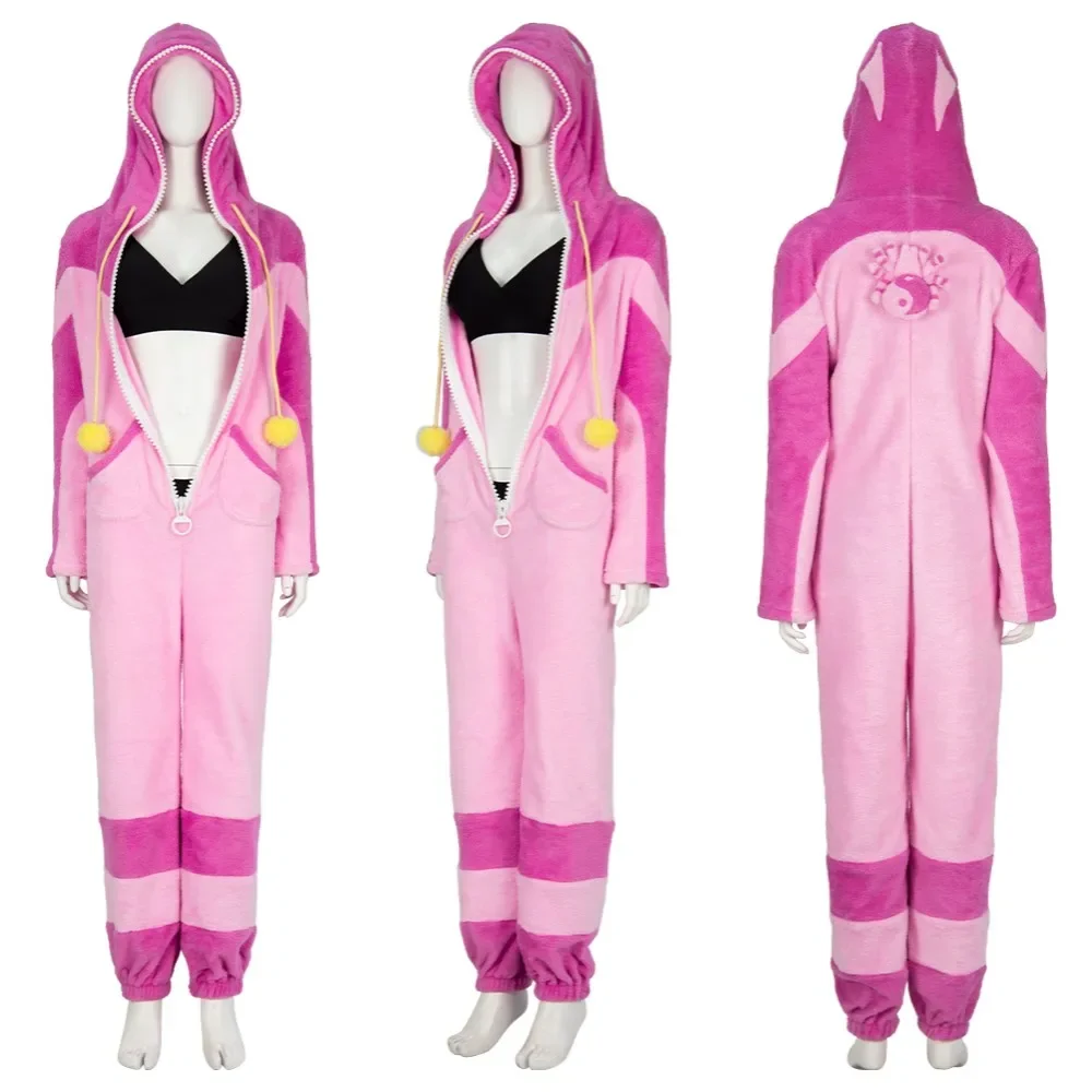 New Skin Juri Cosplay Costume Cute Pink Street Fighter Juri Pajamas and Sexy Underwear Outfit