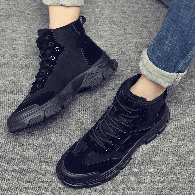 Men New High Quality Black Work Wear Boots Outdoor Anti Slip Comfort Casual Shoes Warm Fashion Ankle Boots Men\'s Winter Shoes