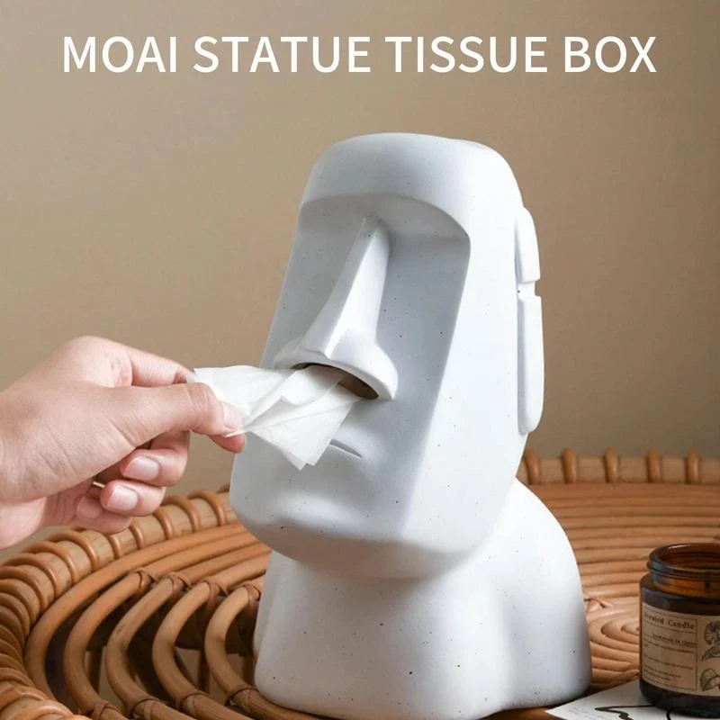 1pcs Moai Tissue Box Easter Island Boulder statue Personality Stone Sculpture Home Tissue holder napkin box