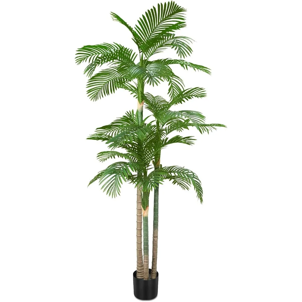 

8.5-foot Tall Golden Vine Palm Artificial Tree, Sturdy Plastic Pot, Palm Silk Tree, Large Pseudo Tropical Palm Plant