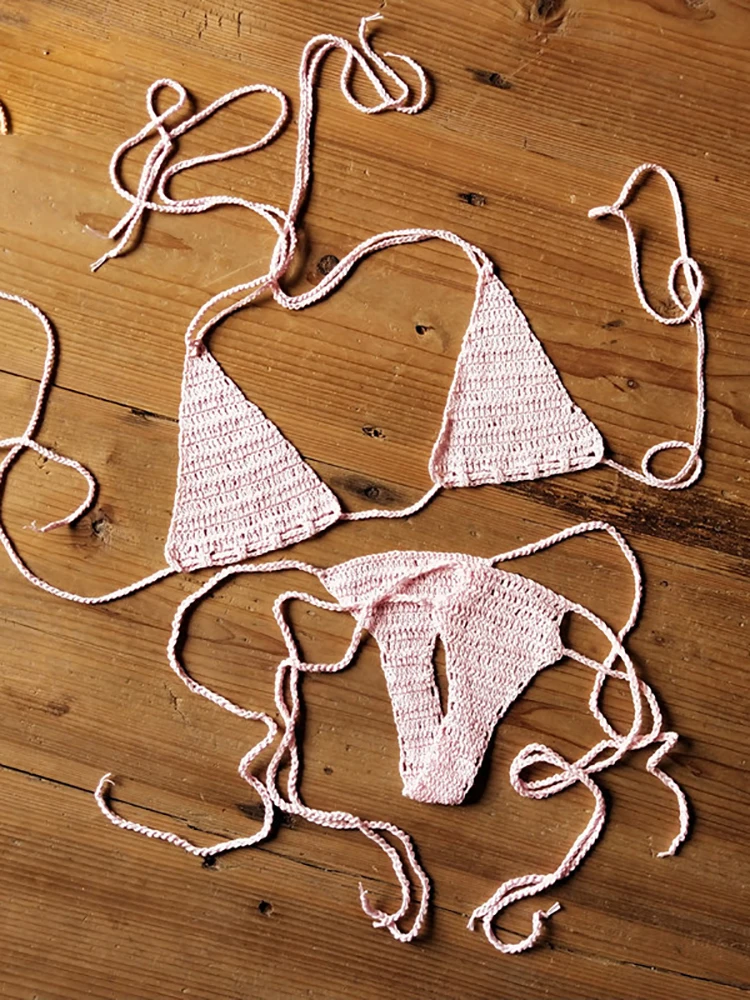 Maillot de bain crocheté à la main pour femmes, sexy, amissié, ensemble deux pièces, vêtements de plage, vacances, été