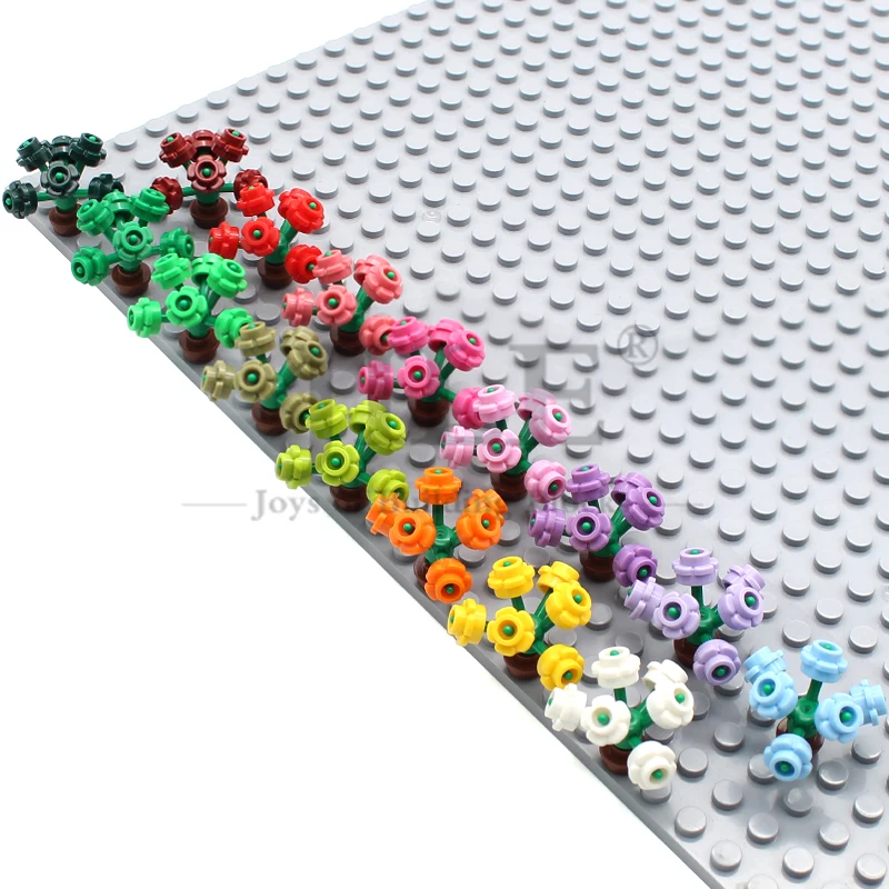 200pcs Moc Plate Round 1x1 with Flower Edge 5 Petals 24866 Plant Garden View Building Blocks Bricks Compatible Assembles Toys