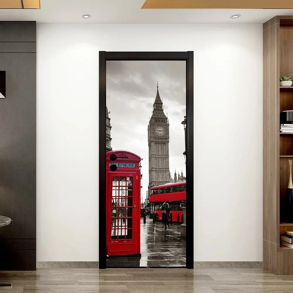 Golden Russian Church Doorway Design Door Wrapping Cover Peel and Sticker Removable European Buildings Mural Door Sticker Decals