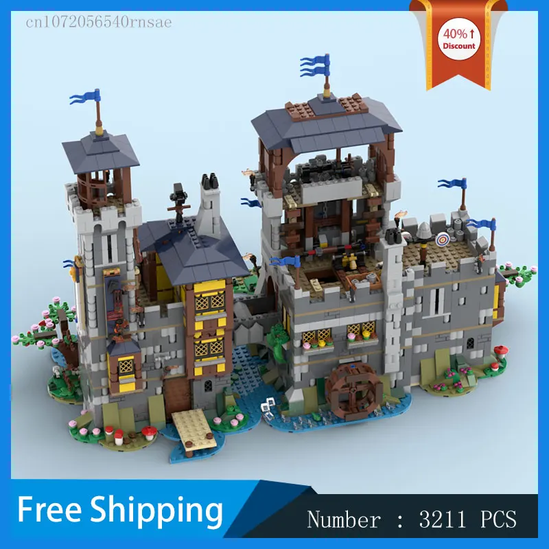 MOC Building Blocks Black Falcon Lord Castle Medieval Architecture Model Assemble Toy Creative DIY Bricks Birthday Present