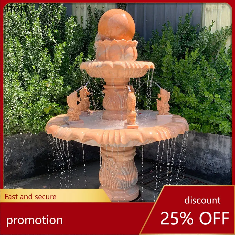 HT Fountain Landscape Outdoor Water Feature Shui Ball GardenCarving Water Bowl Villa Round Ball Home Water Pool
