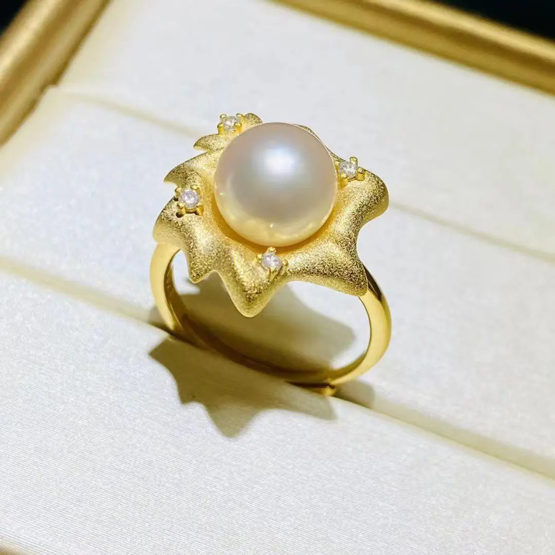 Wholesale 925 Sterling Silver Adjustable Ring Mount Settings Findings Mountings Accessory Parts for 8-9mm Pearls, 5pcs/lot