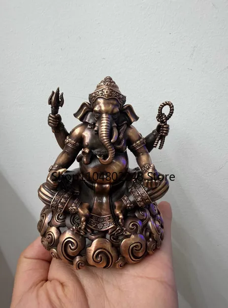 10CM Tibet Ganesha God of Wealth Buddha Copper Statue