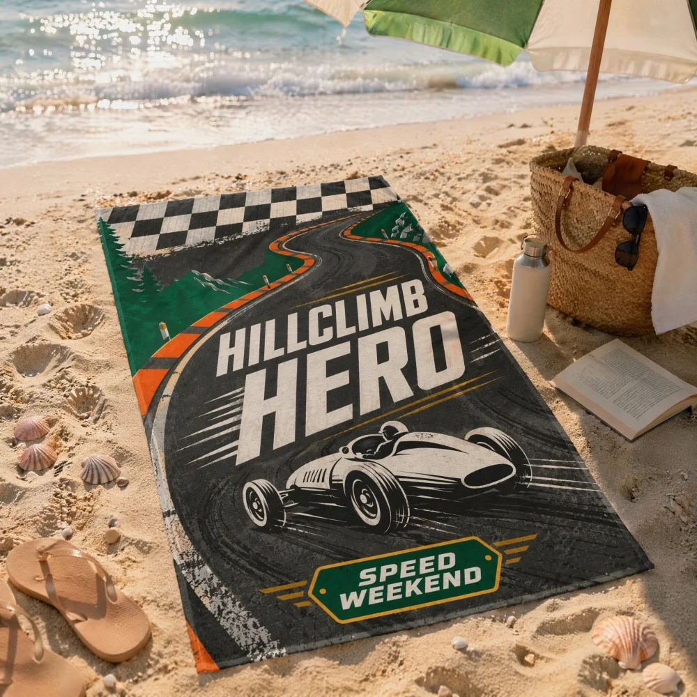 Microfiber Beach Towel Vintage Race Car Checkered Flag Print Quick Dry Sand Resistant Outdoor Pool Camping Sports Beach Blanket