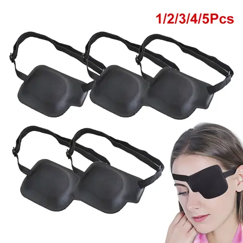 1/2/3/4/5PCS Nero Singolo Benda sull'occhio Visiere con scanalatura in schiuma 3D regolabili per occhi pigri Uso medico Benda sull'occhio concava