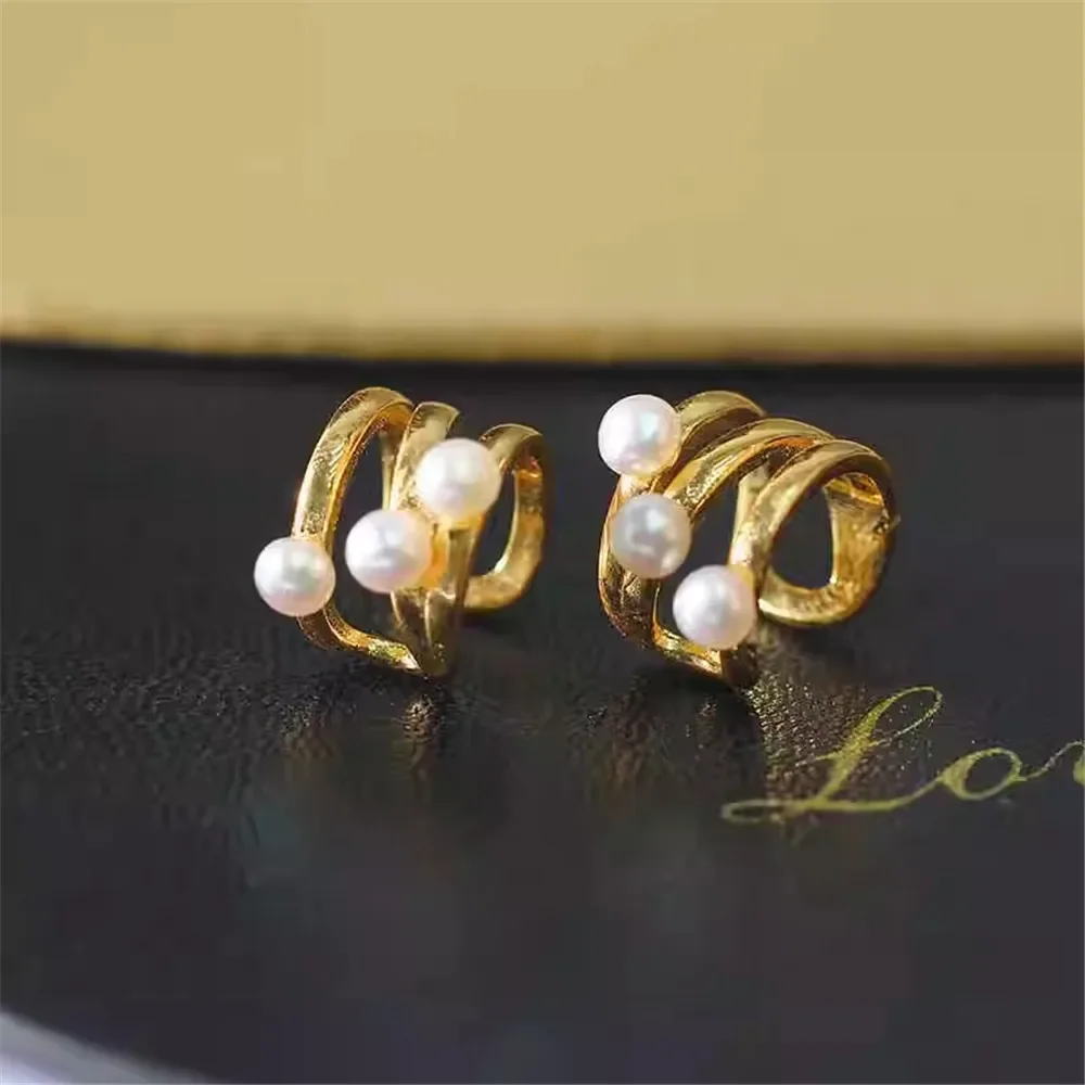 S925 Sterling Silver Pearl Earring Settings DIY Jewelry Making Supplies Blank Earring Posts for Handcrafted Accessories No Pearl