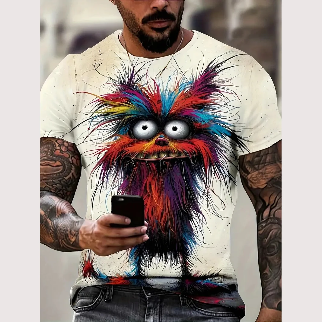 Letnia męska koszulka Street Casual z krótkim rękawem Cartoon 3d Print śmieszne koszulki ze zwierzętami moda Streetwear męska odzież męska