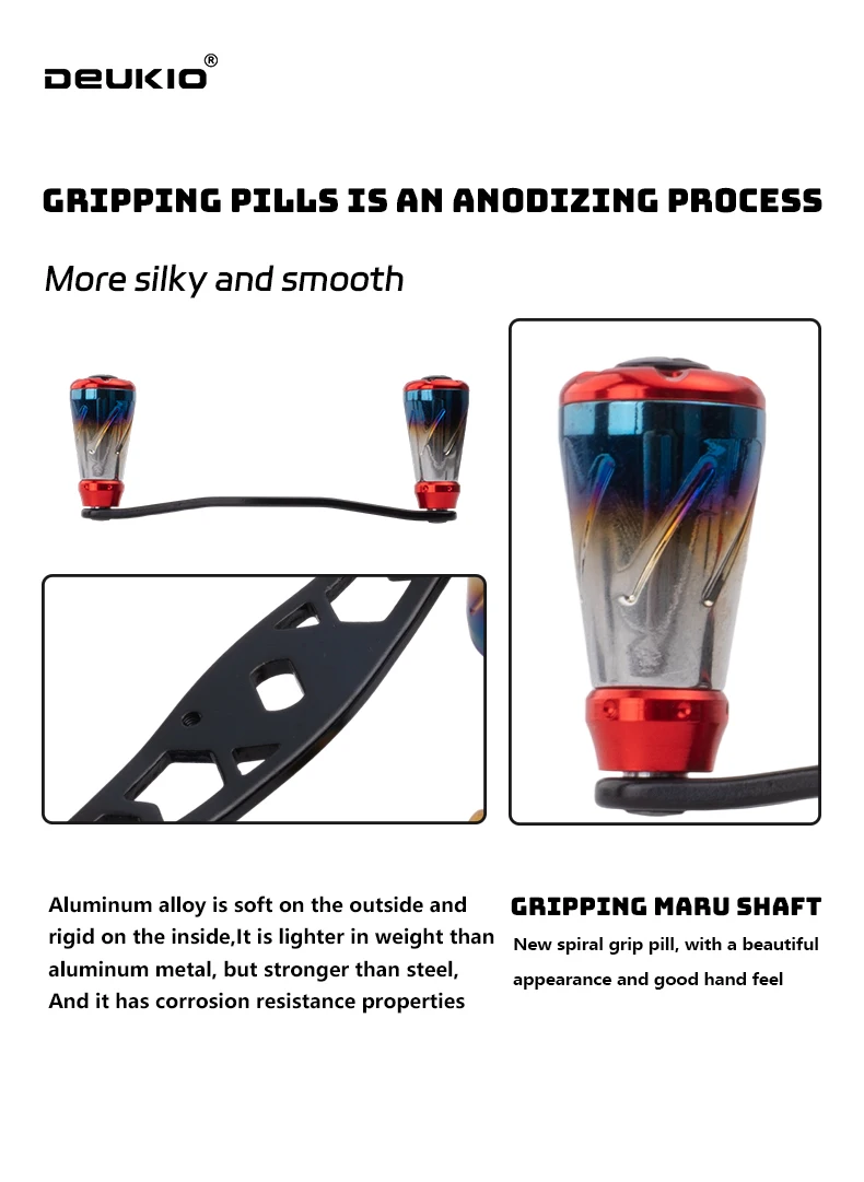 DEUKIO Baitcasting-Kurbelgriff, Ersatzgriff aus Aluminiumlegierung für S/D/A Angelrollen-Modifikation – Detail 5
