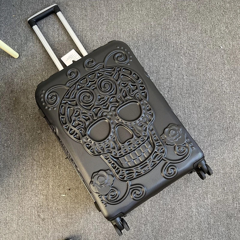 Personality pop elements travel luggage Punk Trend Skeleton suitcase 20\