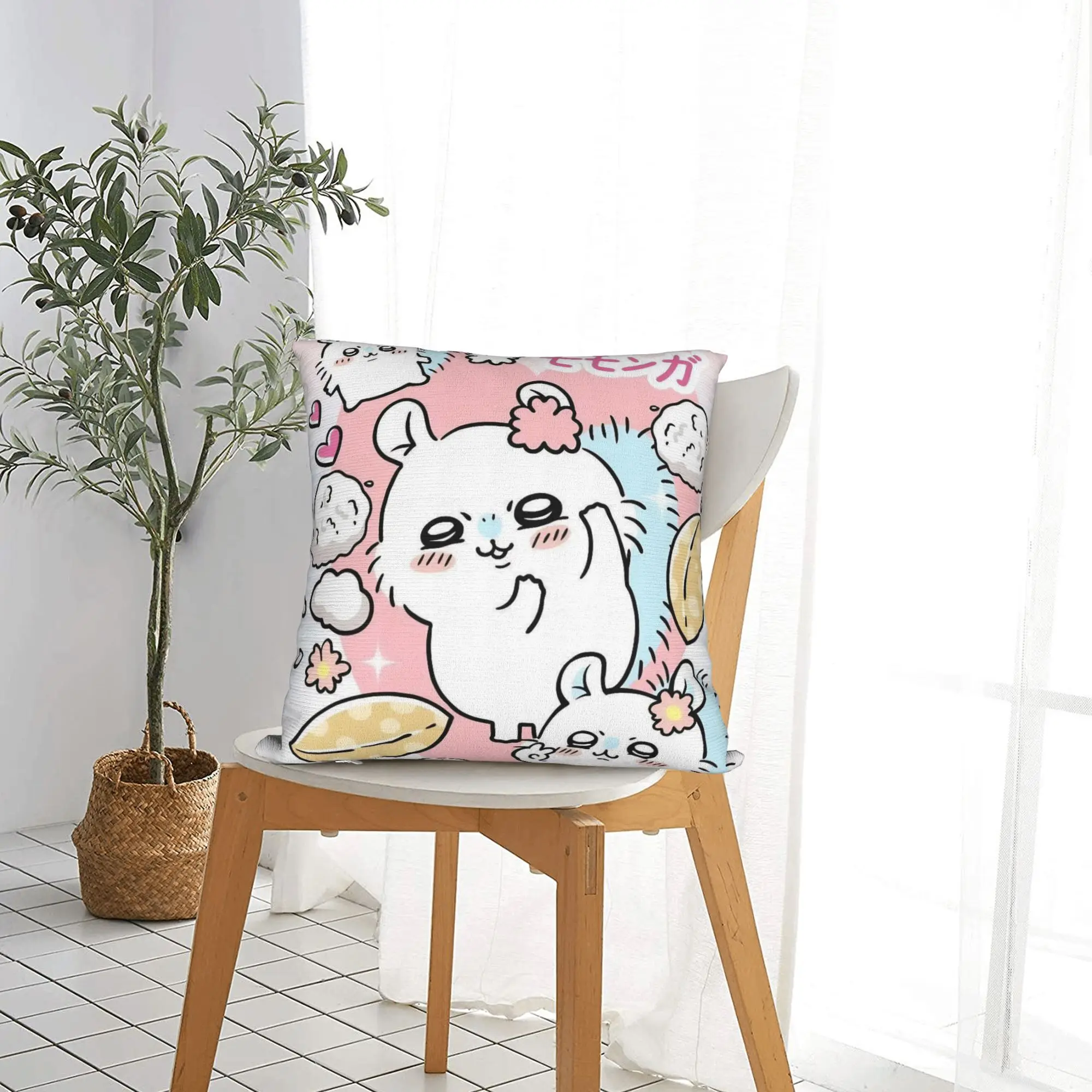Chiikawas Catoon Square Pillow Case Polyester Decorative Pillow Kawaii Creative Pillowcover Home Decor