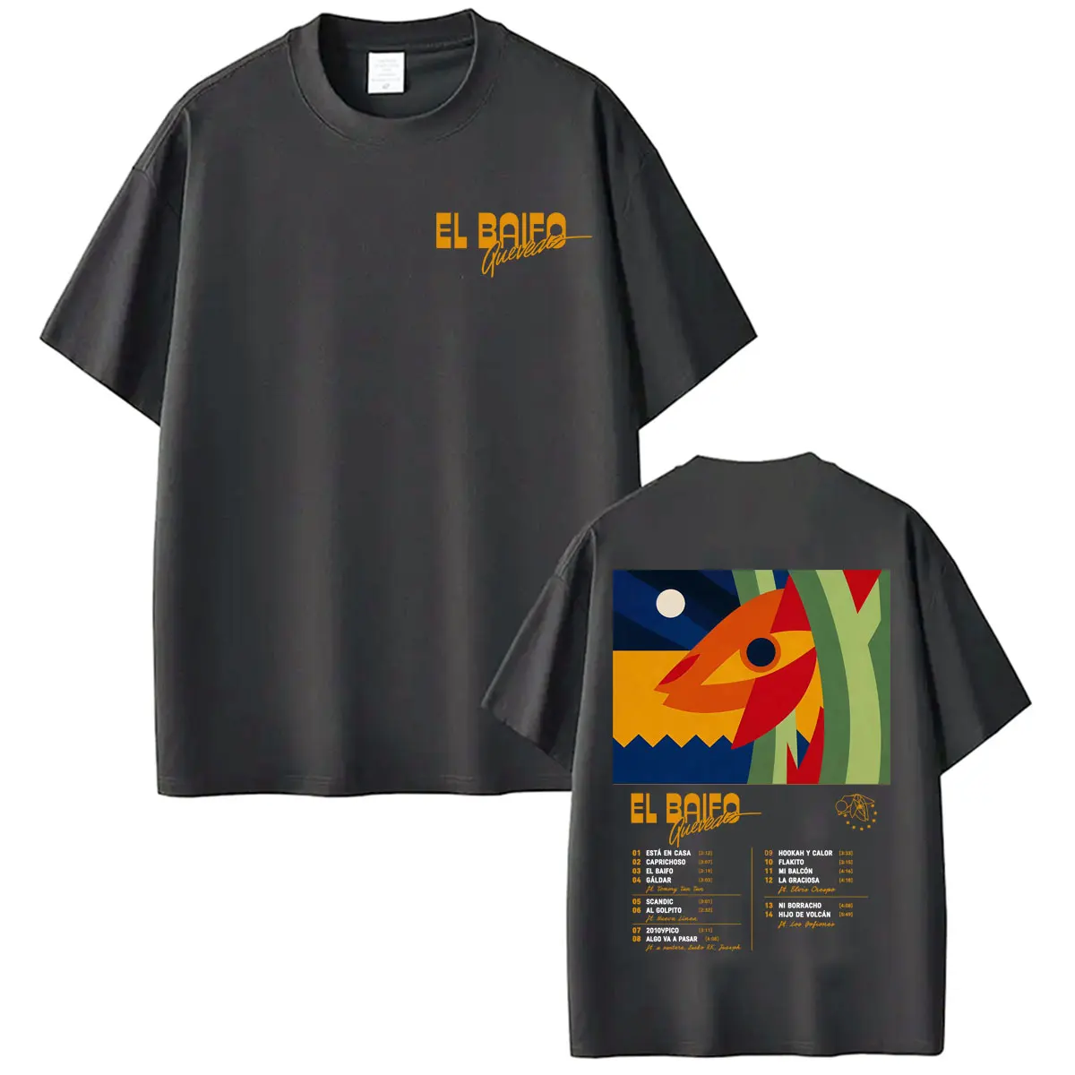 Rapper Quevedo EL BAIFO 2026 Grafik-T-Shirts für Männer und Frauen Mode Hip-Hop Street Gothic T-Shirt Lässiges Baumwoll-Kurzarm-T-Shirt – Detail 4
