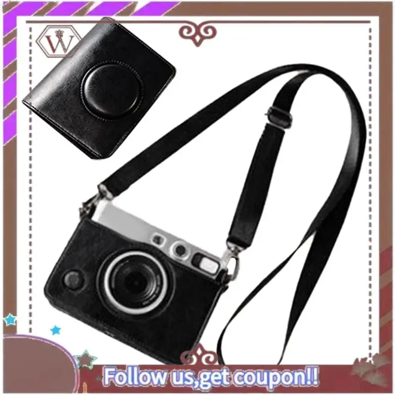 حقيبة كاميرا جلدية ABBG-PU لـ Fujifilm Instax Mini EVO حافظة واقية مع حزام كتف لتخزين ملحقات الكاميرا