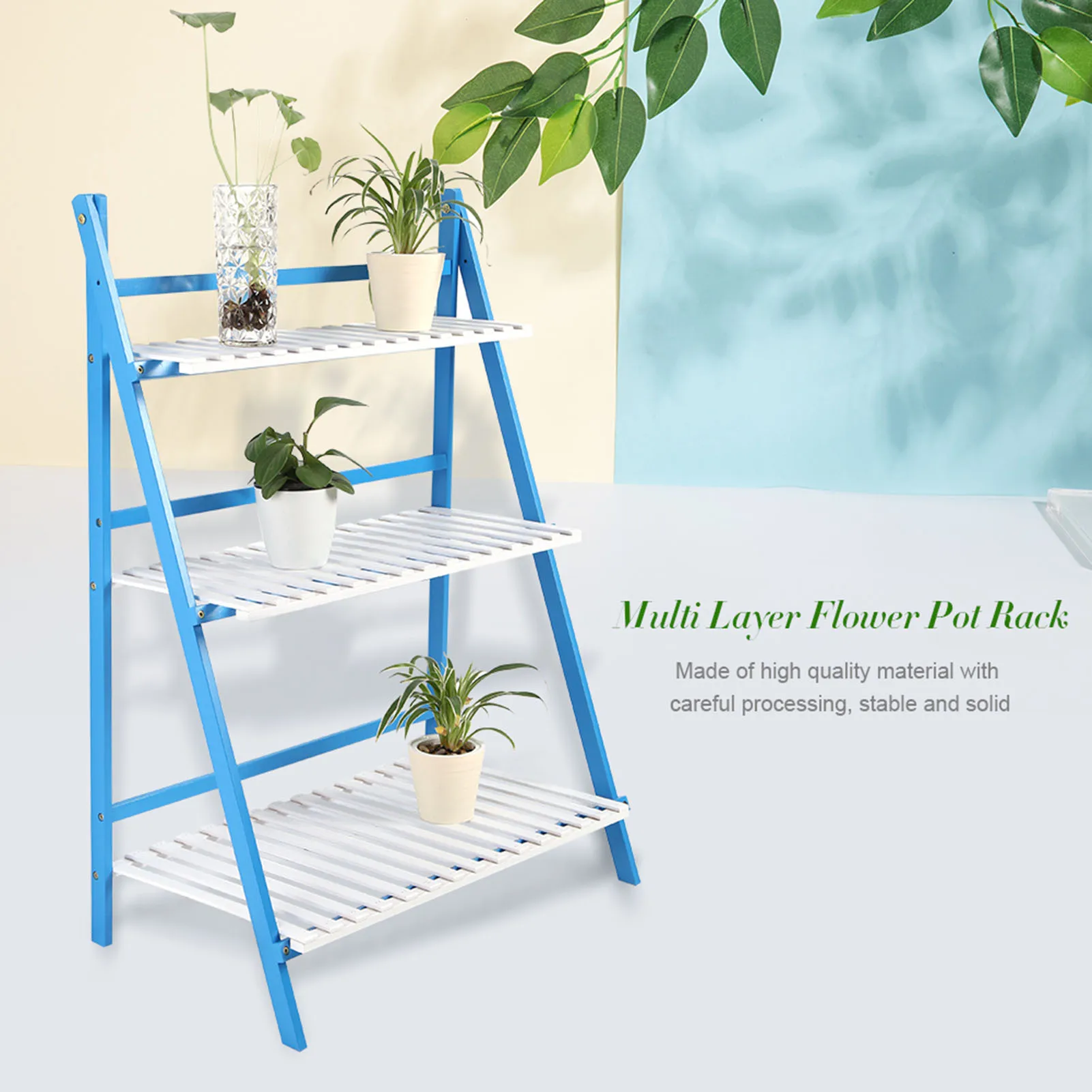 Flower Pot Rack Multi Layer Foldable Flower Plant Pots Rack Stand Shelf for Balcony Living Room Garden Patio Potted Stand Shelf