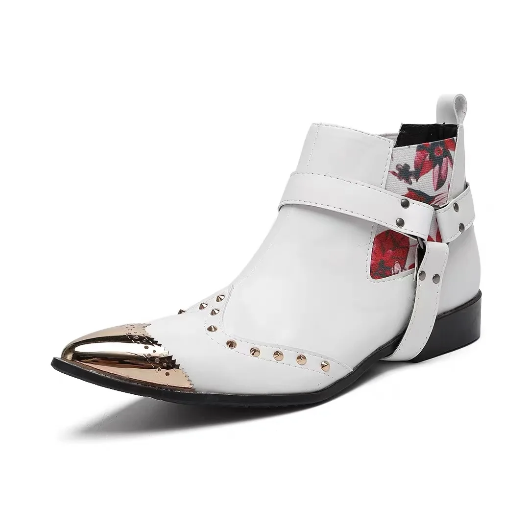 Schwarze Herren-Stiefeletten aus Schlangenleder mit Nietenbesatz, Blockabsatz, auffälliges Design, modische Schuhe für Bars, Bühnen, Streetwear und besondere Anlässe. – Detail 27