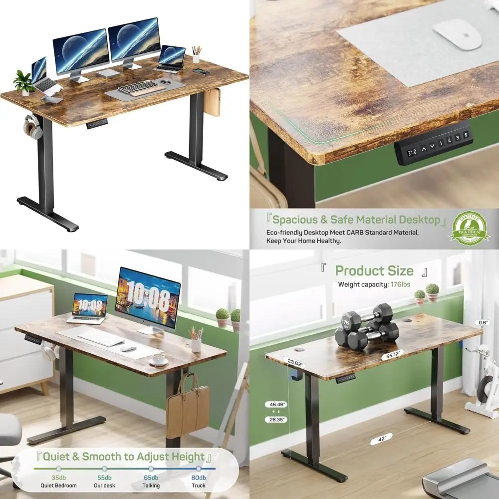 

Ergonomic Adjustable Standing Desk, 55x24, Sit-to-Stand Computer Desk for Home Office