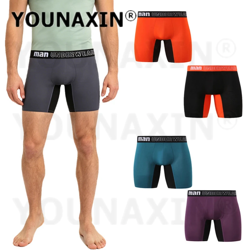 

YOUNAXIN 5 Pcs Big Size Men Panties Breathable Boxers Briefs Knickers Long Undies Boy Bamboo Fiber Undershorts Asian Size M-7XL