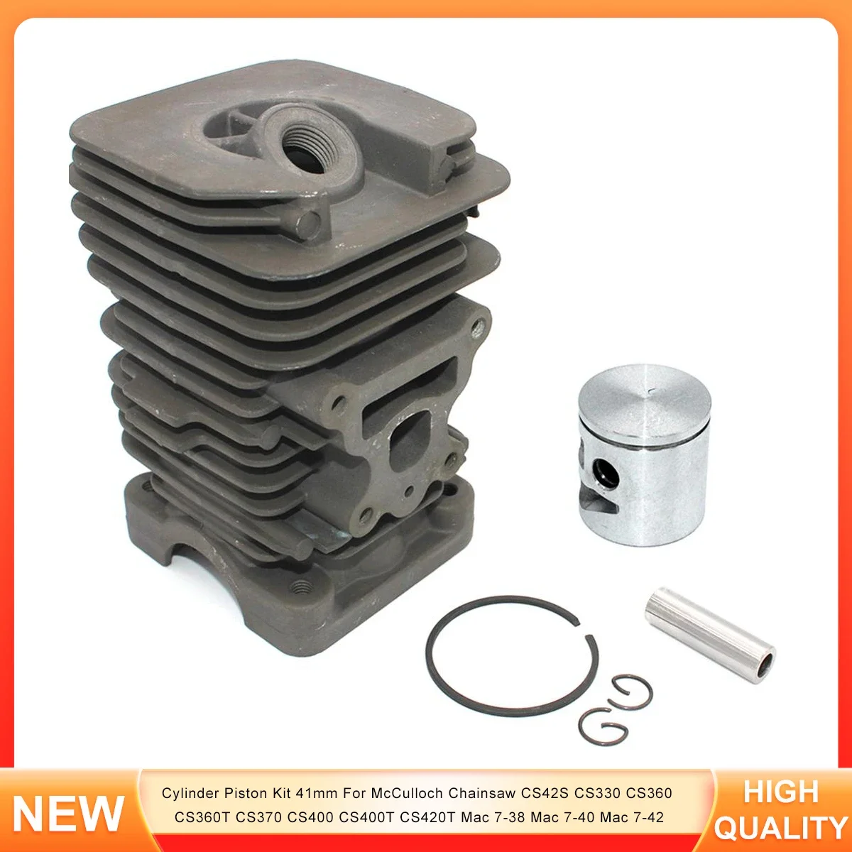 

Cylinder Piston Kit 41mm For McCulloch Chainsaw CS42S CS330 CS360 CS360T CS370 CS400 CS400T CS420T Mac 7-38 Mac 7-40 Mac 7-42