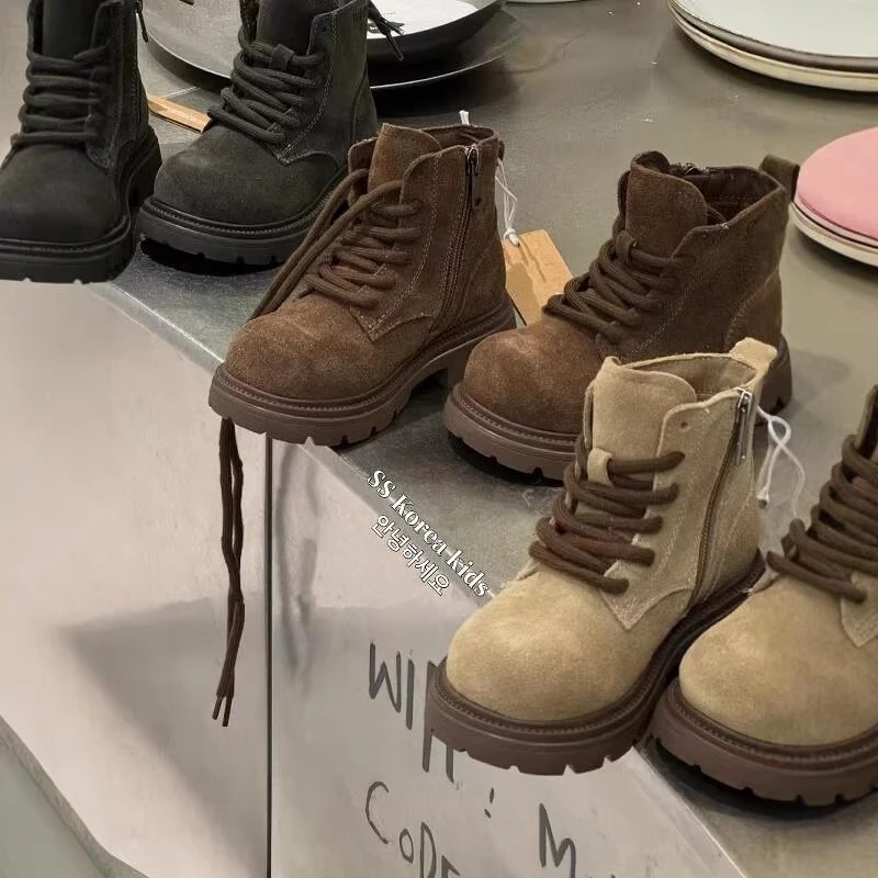 

Children's Ankle Boots High Heels Platform Female Short Shoes Round Toe Biker Heeled On Offer Trend 2025 Promotion Booties