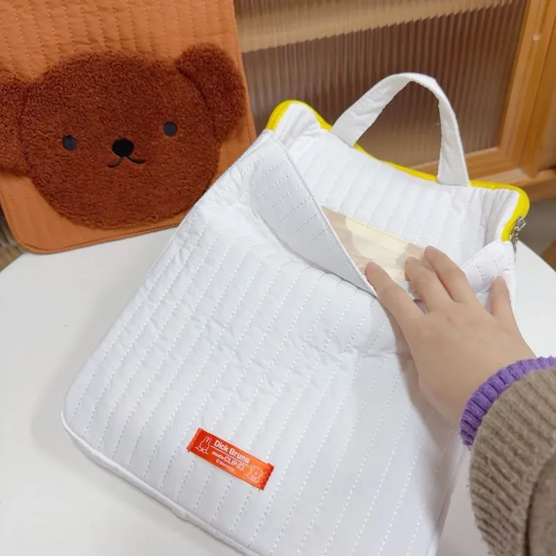 حقيبة كمبيوتر لوحي مبطنة من القطيفة Kawaii مقاس 11-12 بوصة لجهاز iPad حقيبة محمولة مقاومة للصدمات مع حقيبة خارجية من النايلون الناعم للحمل اليومي ​