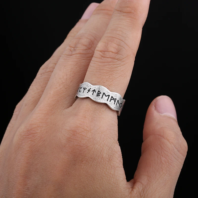 2024 New 316L Stainless Steel Vintage Norse Viking Odin Runes Ring For Man Women Good Polished Fashion Jewelry For Teens Gift